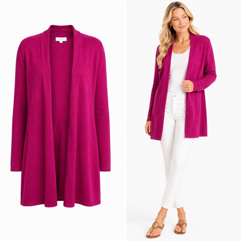 Kinross Cashmere Cardigan Women S Fuchsia Open Front 100 Cashmere Sweater Luxury